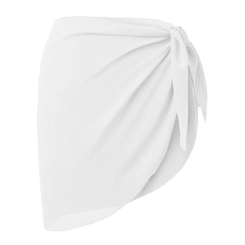 Chiffon Beach Sarong Wrap Skirt – Flowy Bikini Cover-Up Swimwear Cover-Up Babs White-1PC One Size
