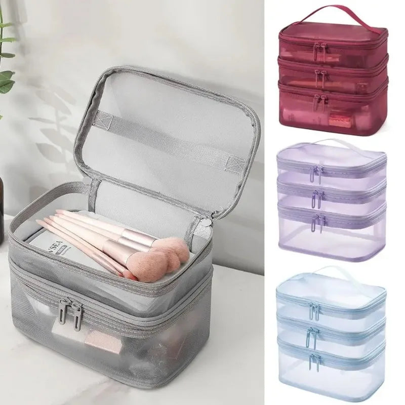 Large Capacity Transparent Mesh Travel Toiletry Makeup Bag Travel Toiletry Bag Babs