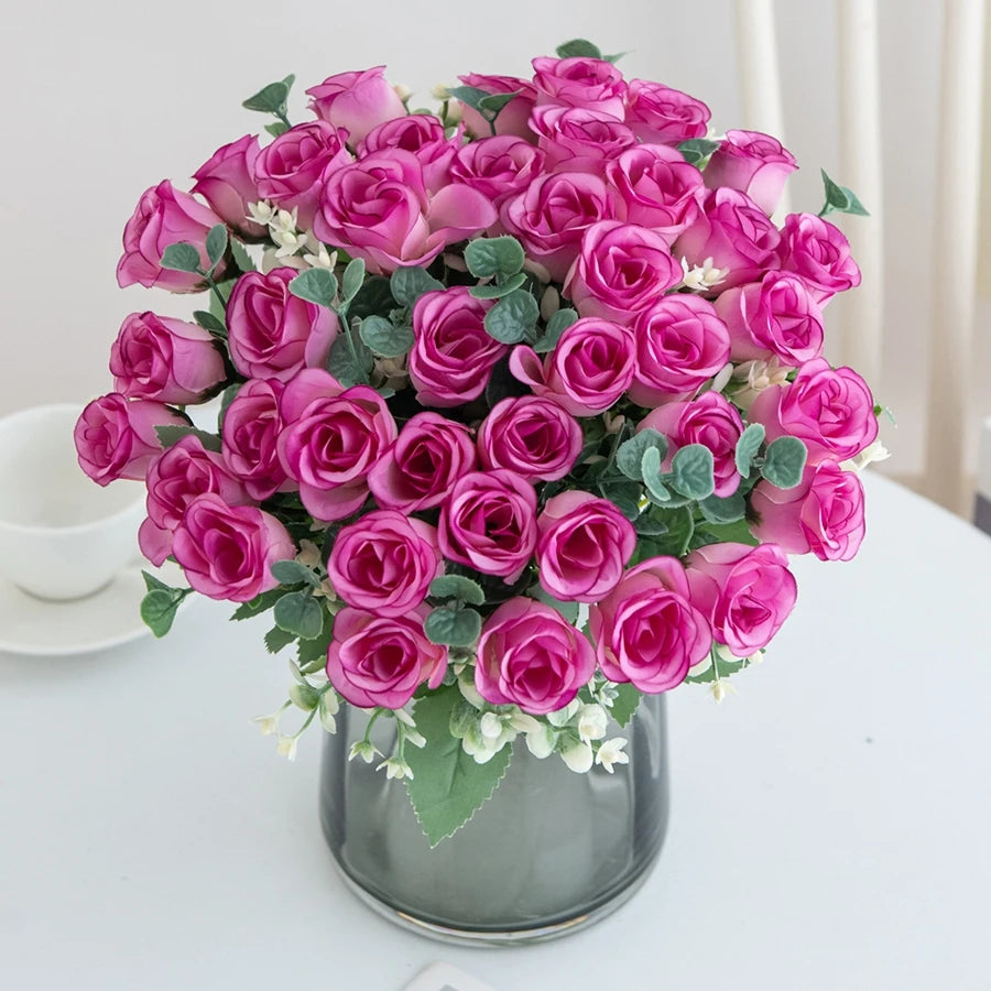 10-Head Silk Artificial Flower Bouquet – Wedding & Home Decor Artificial Silk Flowers Babs