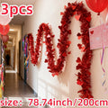 3pcs Red Heart Tinsel Garlands 6M – Wedding & Party Décor Tinsel Garland Set Babs 3pcs