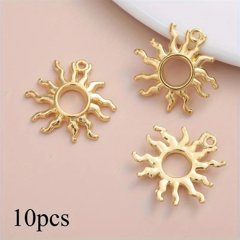 10pcs Metal Sun Pendants for DIY Necklace & Earring Making Jewelry Making Charms Babs Golden