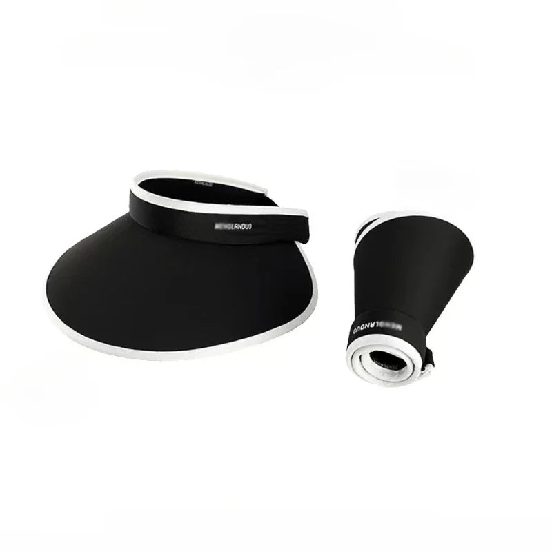 Women's Wide Brim Open-Top Sun Visor Hat – UV Protection Sun Visor Hat Babs Black B