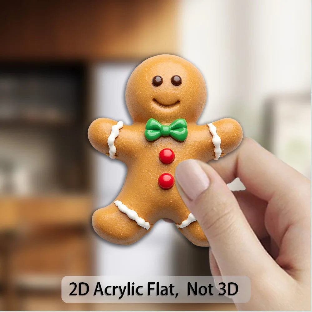 Gingerbread Man Fridge Magnet – Acrylic Xmas Decor Gift Fridge Magnet Babs