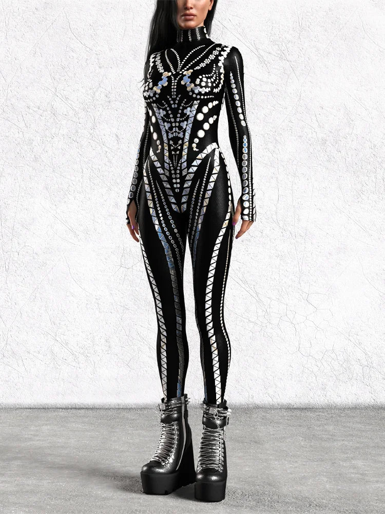 Women's Cyberpunk Gothic 3D Print Jumpsuit – Halloween Costume Halloween Costume Jumpsuit Babs