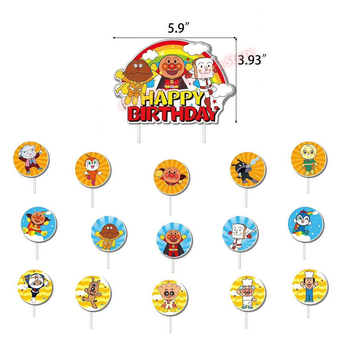 Anime Hero Birthday Party Decoration Set – Balloons, Banner & More Party Decoration Set Babs 13pcs Cake topper 1