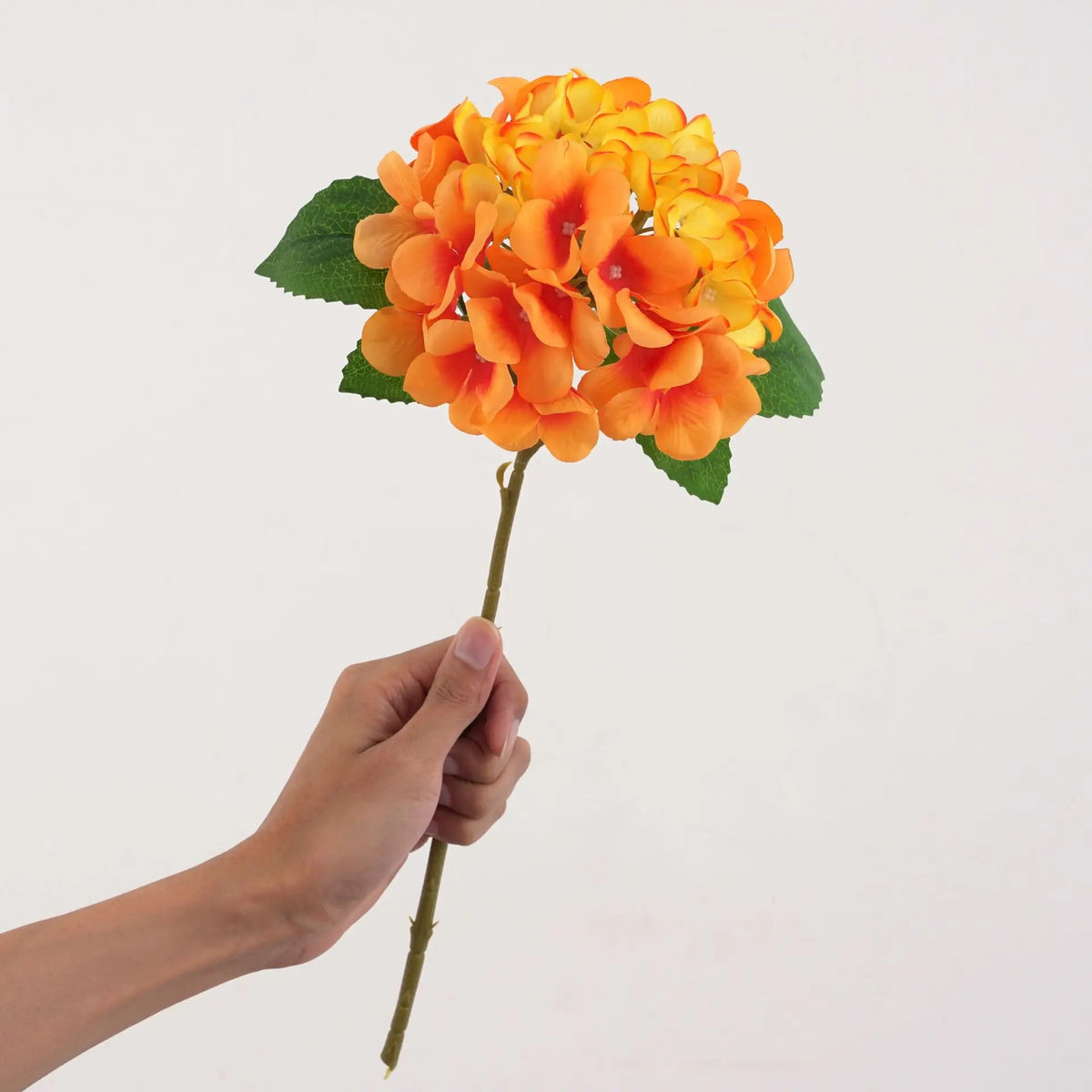 Silk Hydrangea Artificial Flowers – Wedding & Home Decor Artificial Silk Flowers Babs Orange 1 pc