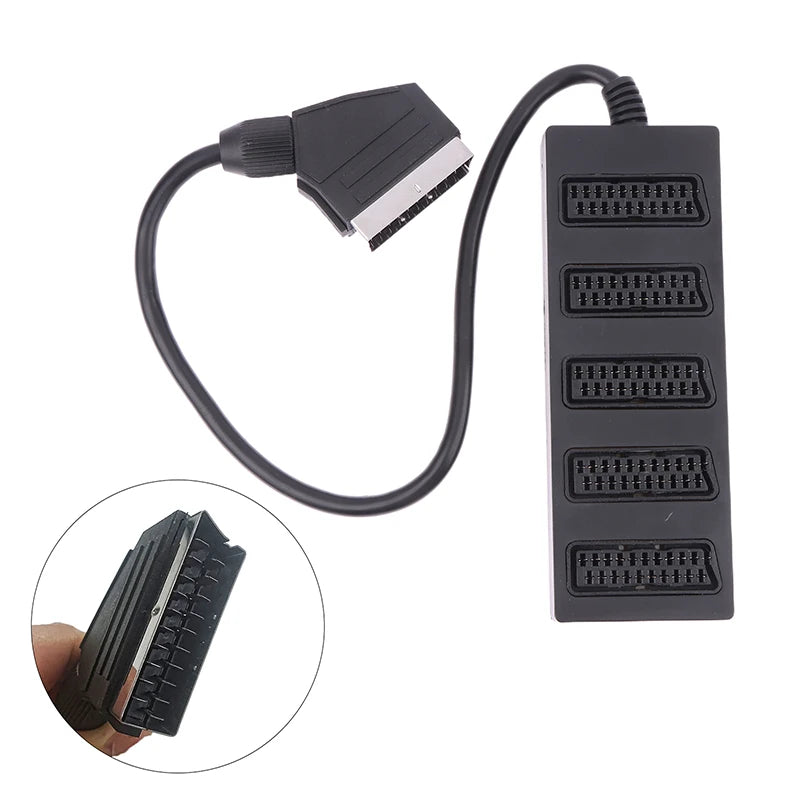 21-Pin SCART 5-Way Splitter Male to 5 Female Adapter Cable SCART Splitter Adapter Babs