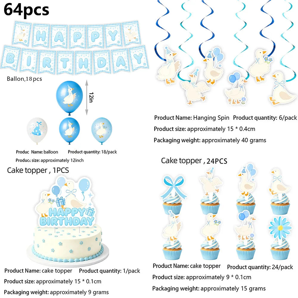Blue Goose Party Supplies – Balloons, Banner & Cake Topper Party Decoration Set Babs DARK GRAY