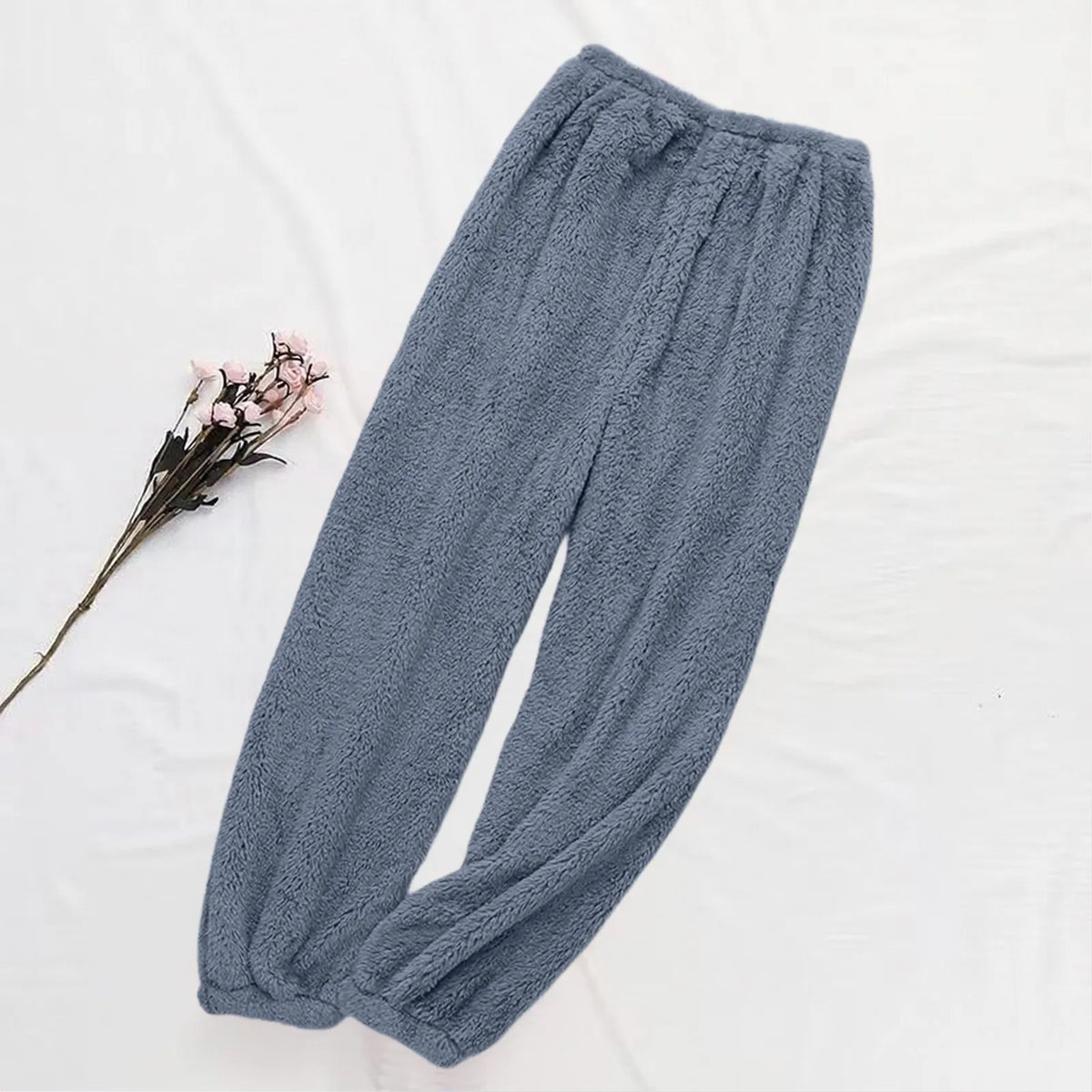 Women's Velvet Pajama Pants – Warm Elastic Waist Lounge Trousers Pajama Lounge Pants Babs Dark Gray XL