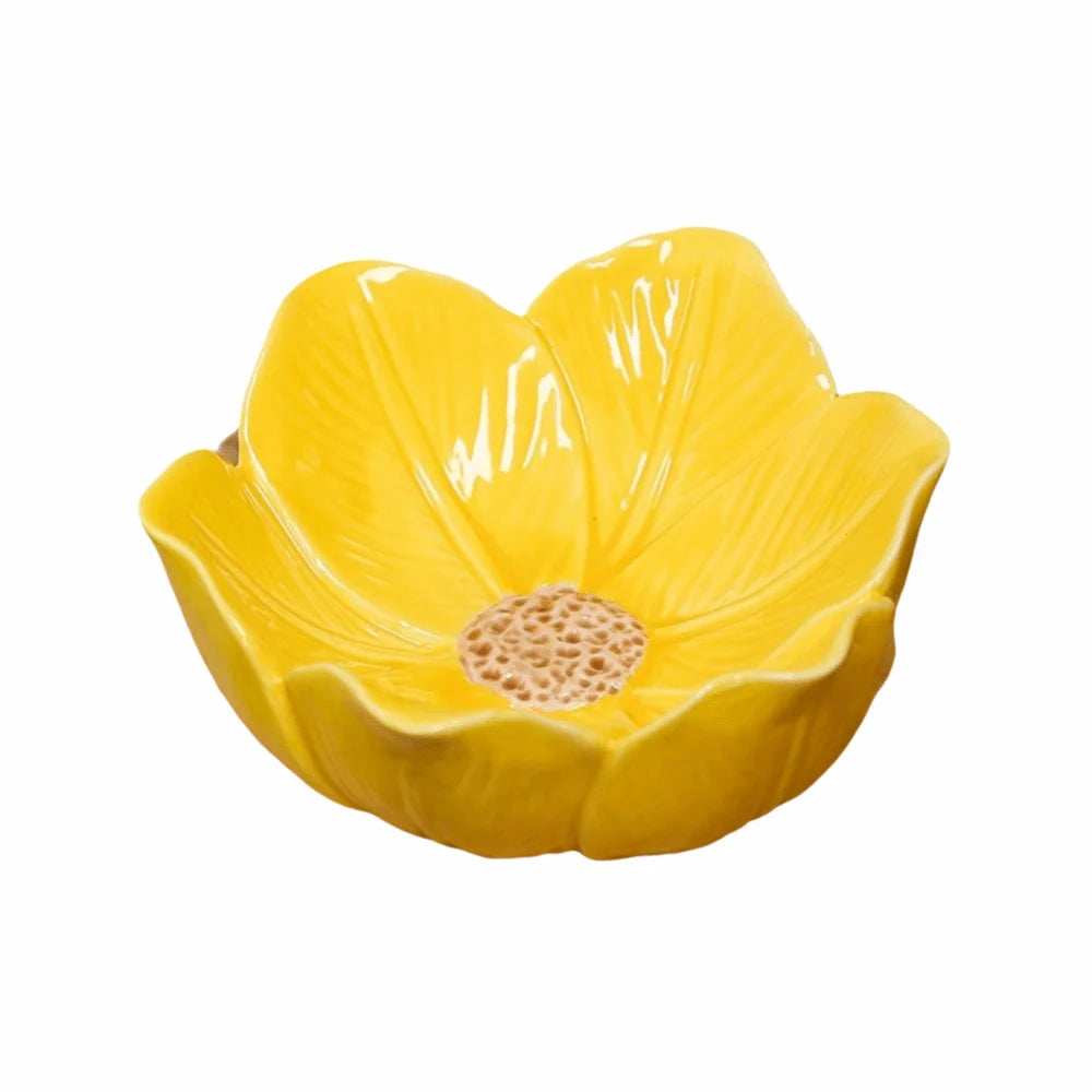 Ceramic Tulip Flower Jewelry Tray & Trinket Dish Organizer Ceramic Jewelry Tray Babs yellow Flower