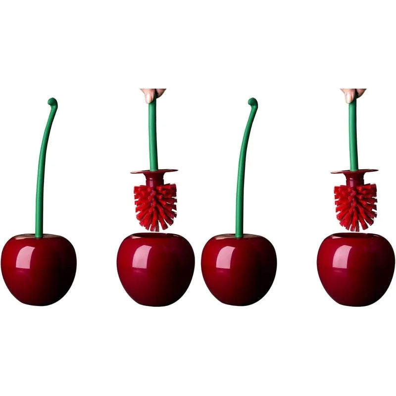 Cherry Toilet Brush & Holder Set – Cute Long Handle Toilet Brush Set Babs