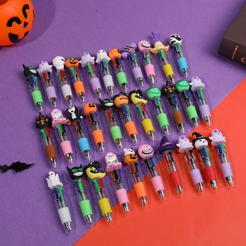 Halloween Mini 4-Color Ballpoint Pens – Kids Party Favors 5–20pc Halloween Novelty Pens Babs