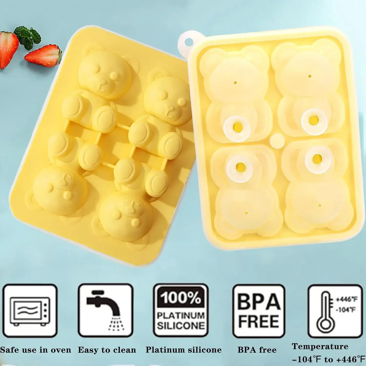 Bear Ice Cube Mold – Food Grade Silicone with Funnel Silicone Ice Mold Babs