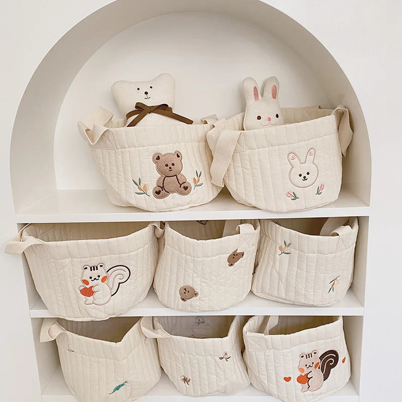 Cotton Baby Crib Organizer & Diaper Storage Basket | Babs Baby Crib Organizer Babs
