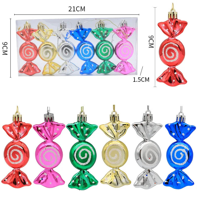 6-Piece Christmas Candy Tree Ornaments Set – Holiday Pendants Christmas Tree Ornaments Babs B