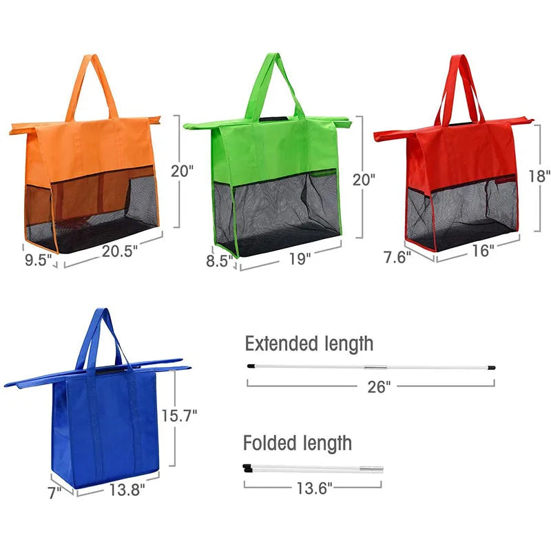 4-Pack Foldable Reusable Grocery Bags – Eco Non-Woven Totes Reusable Shopping Bags Babs