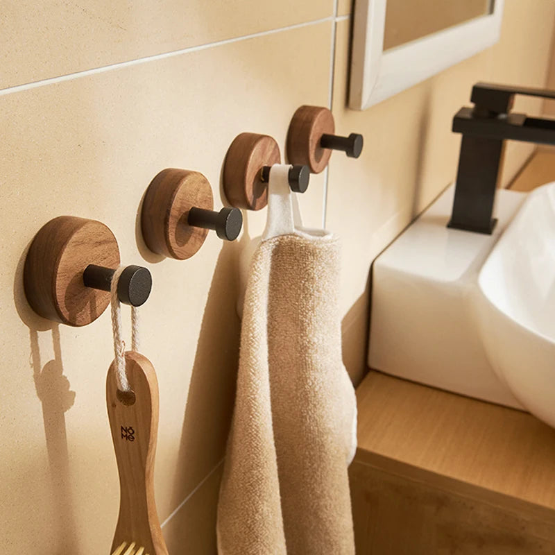 Natural Walnut Wood Wall Hook – Coat, Key & Towel Hanger Wooden Wall Hook Babs