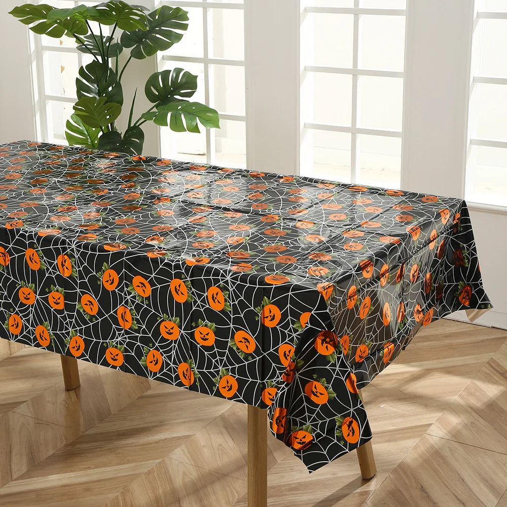 Halloween Tablecloth 137×183cm – Pumpkin, Ghost & Bat Print Halloween Tablecloth Babs