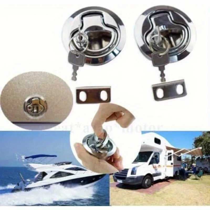 Flush Pull Slam Latch Keyed Lock for Boat Doors – Silver Boat Door Latch Babs