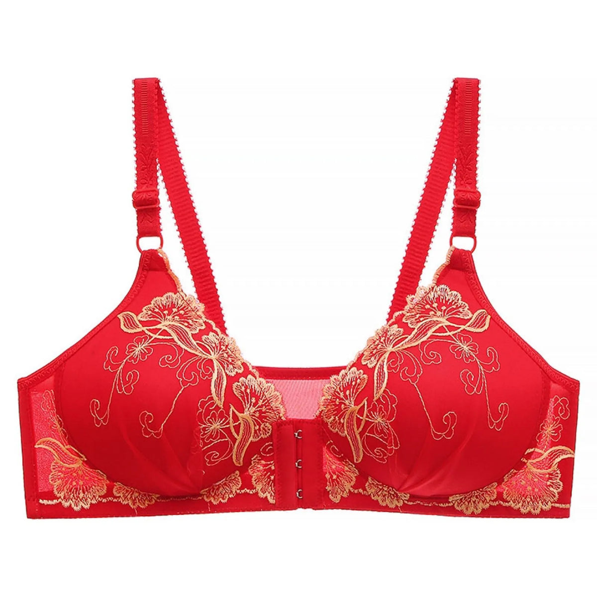 Women's Lace Wireless Push-Up Bra – Breathable Bralette Wireless Lace Bra Babs Red 38