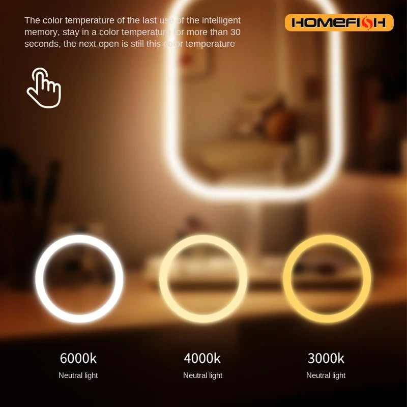 LED Vanity Makeup Mirror – 3 Color Touch Light, Desktop LED Vanity Mirror Babs