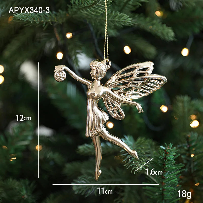 Christmas Gold Ornaments – Elk Angel Snowflake Xmas Tree Pendants Christmas Tree Ornaments Babs H