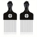 2-Pack Metal Afro Pick Combs – Curly Hair Detangling & Lift Afro Hair Pick Comb Babs 2Pcs