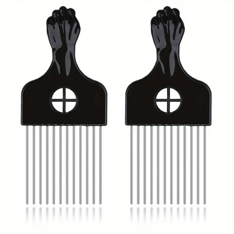 2-Pack Metal Afro Pick Combs – Curly Hair Detangling & Lift Afro Hair Pick Comb Babs 2Pcs
