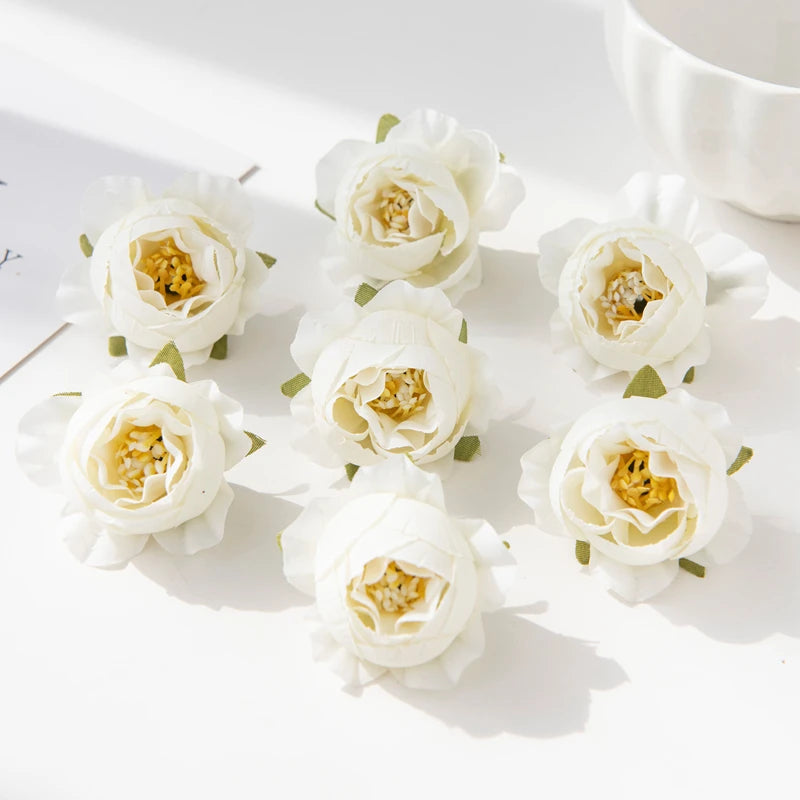 10/20 Pcs Multicolor Silk Rose Artificial Flowers for Wedding & DIY Artificial Silk Flowers Babs WHITE 20 pcs