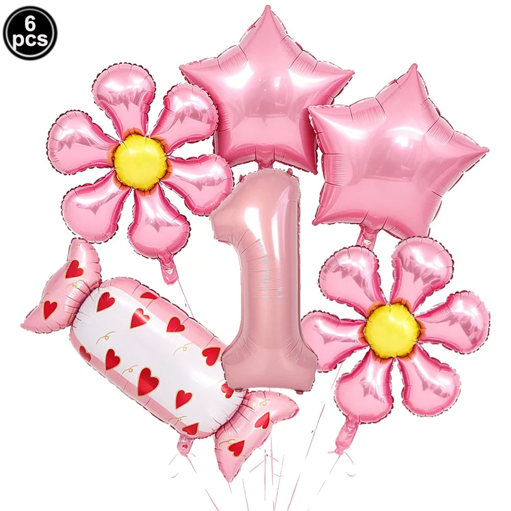 6pc Candy Lollipop Foil Balloon Set – Birthday & Party Décor Party Foil Balloons Babs Marble As pictures show
