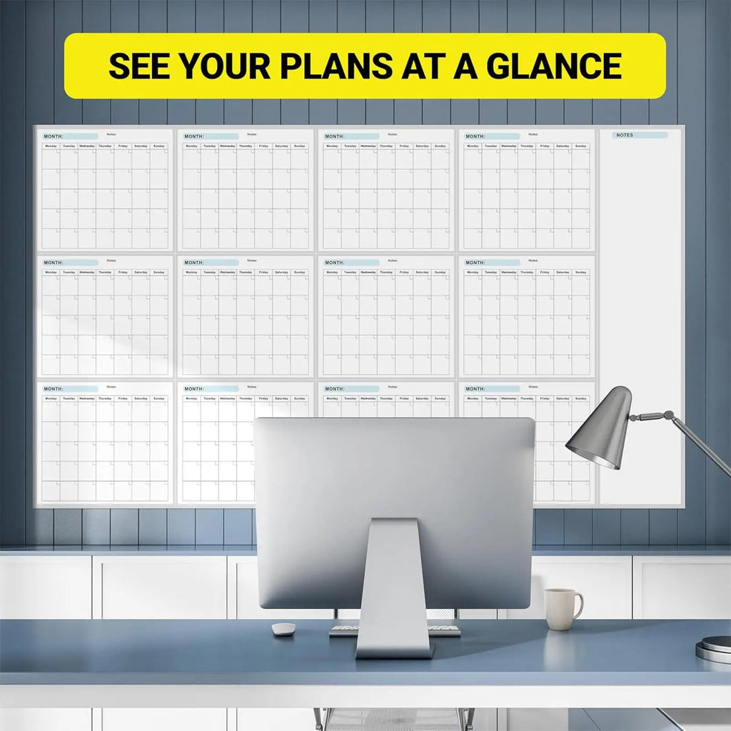 Dry Erase Yearly Whiteboard Calendar – 12-Month Planner Whiteboard Wall Calendar Babs