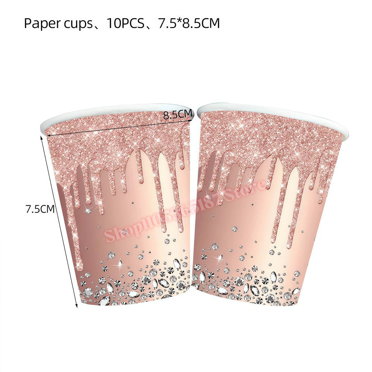 Rose Gold Dark Blue Party Tableware – Cups, Plates & Napkins Set