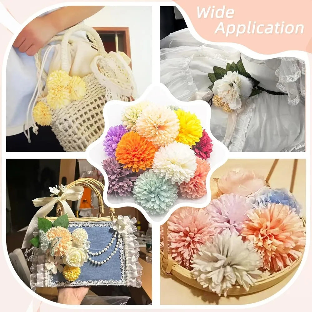 5-Pack Silk Chrysanthemum Artificial Flower Heads | Wedding & Home Decor Artificial Flower Heads Babs