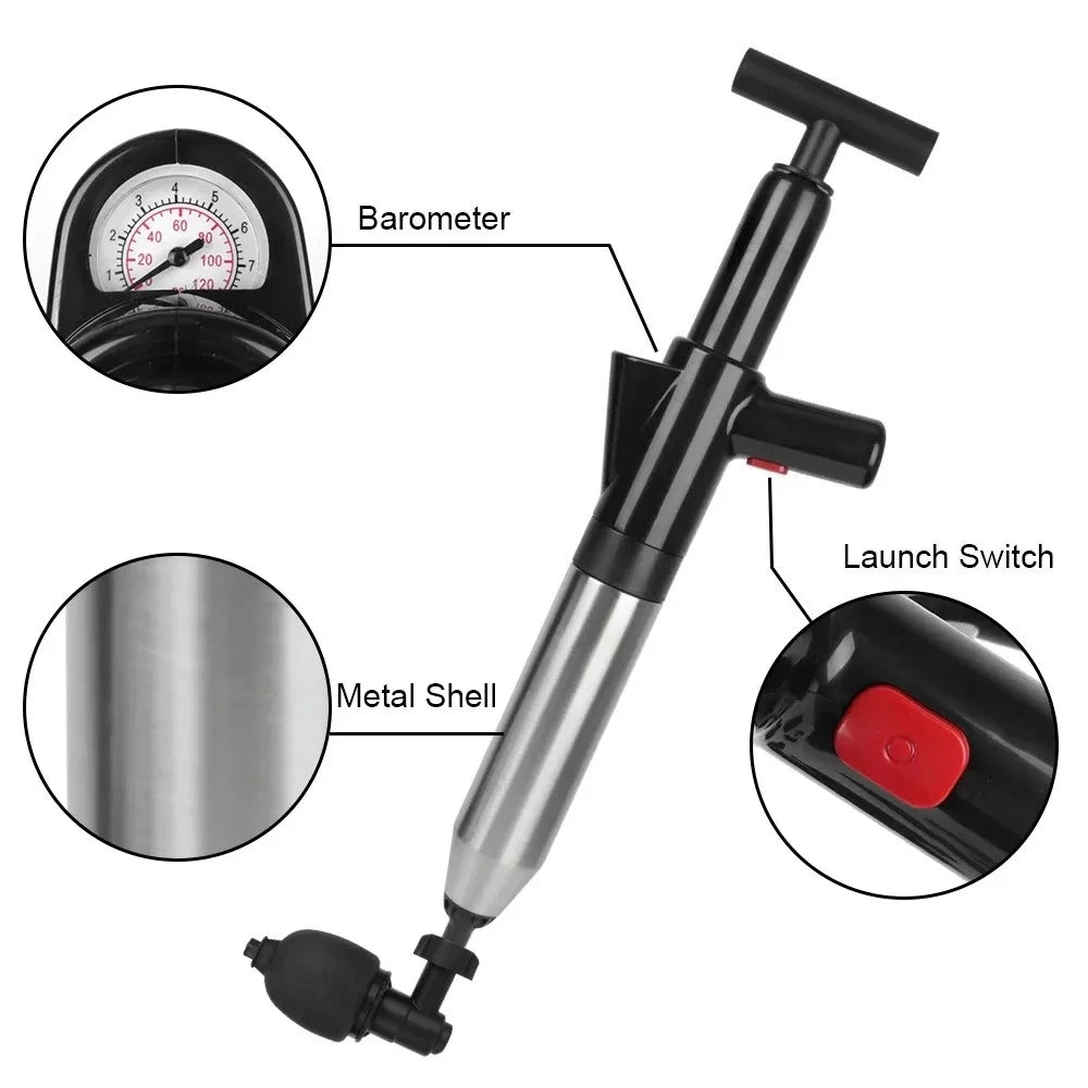 High Pressure Air Drain Plunger – Toilet, Sink & Bathtub Unclogger Air Drain Plunger Babs
