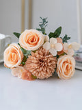 Silk Artificial Flower Bouquet – Rose Peony Hydrangea Home Decor Artificial Flower Bouquet Babs champagne