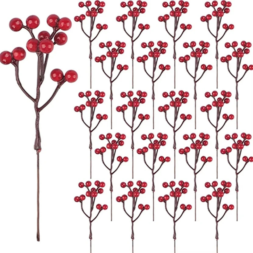 Artificial Holly Berry Branches | Christmas & Wedding Décor 10–20 Pcs Artificial Holly Branches Babs