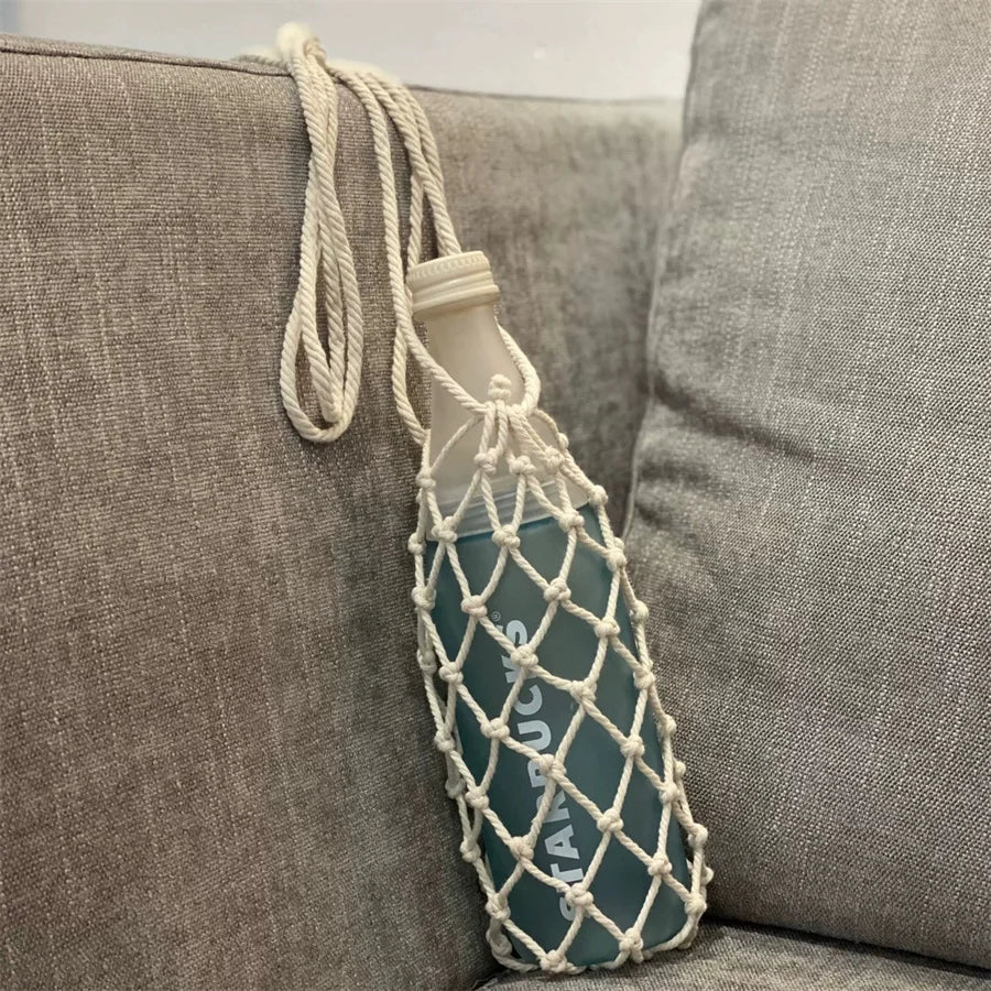 Handwoven Crossbody Cup Holder & Water Bottle Sleeve Bag Crossbody Bottle Bag Babs