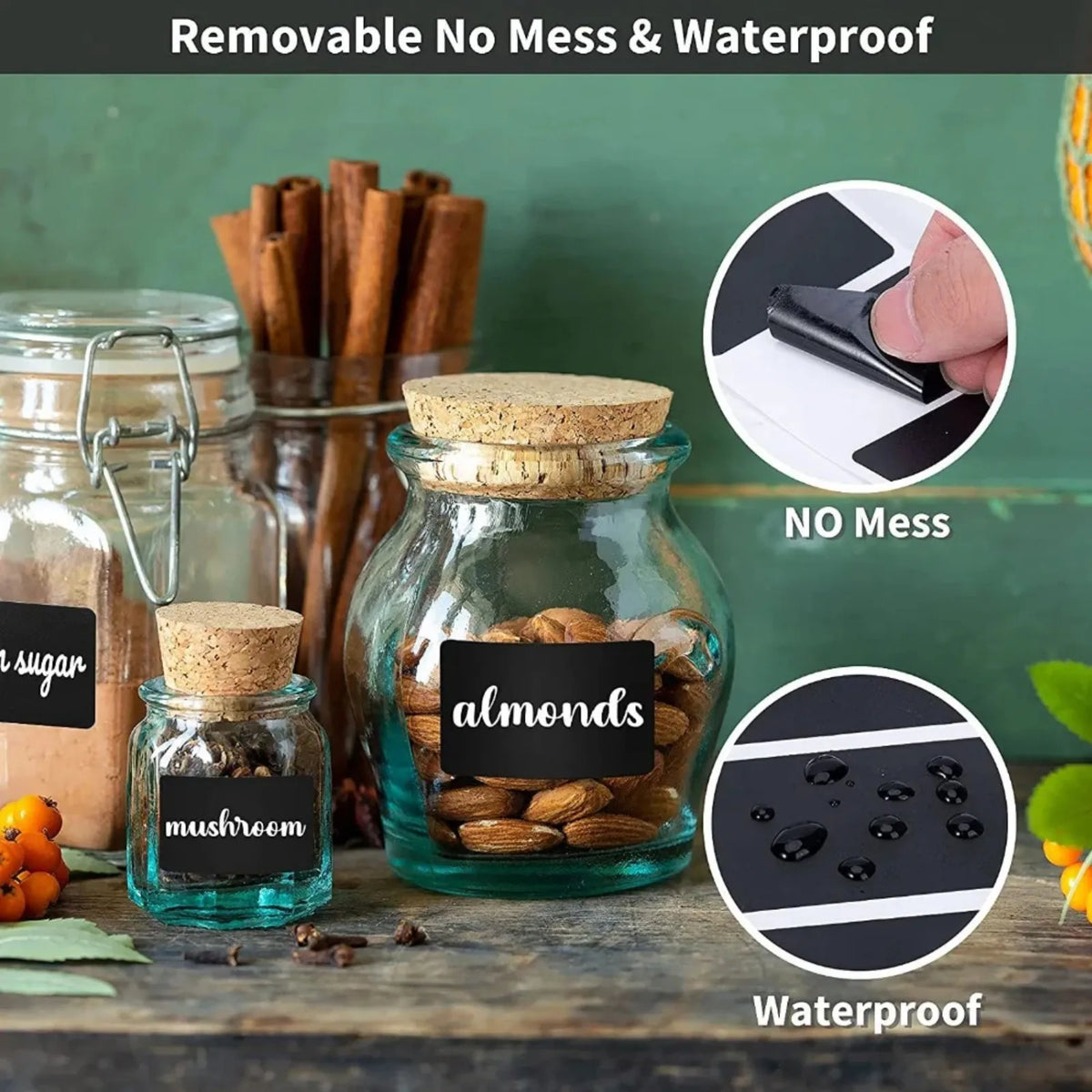 120pcs Waterproof Reusable Chalkboard Labels for Pantry & Jars Chalkboard Label Stickers Babs