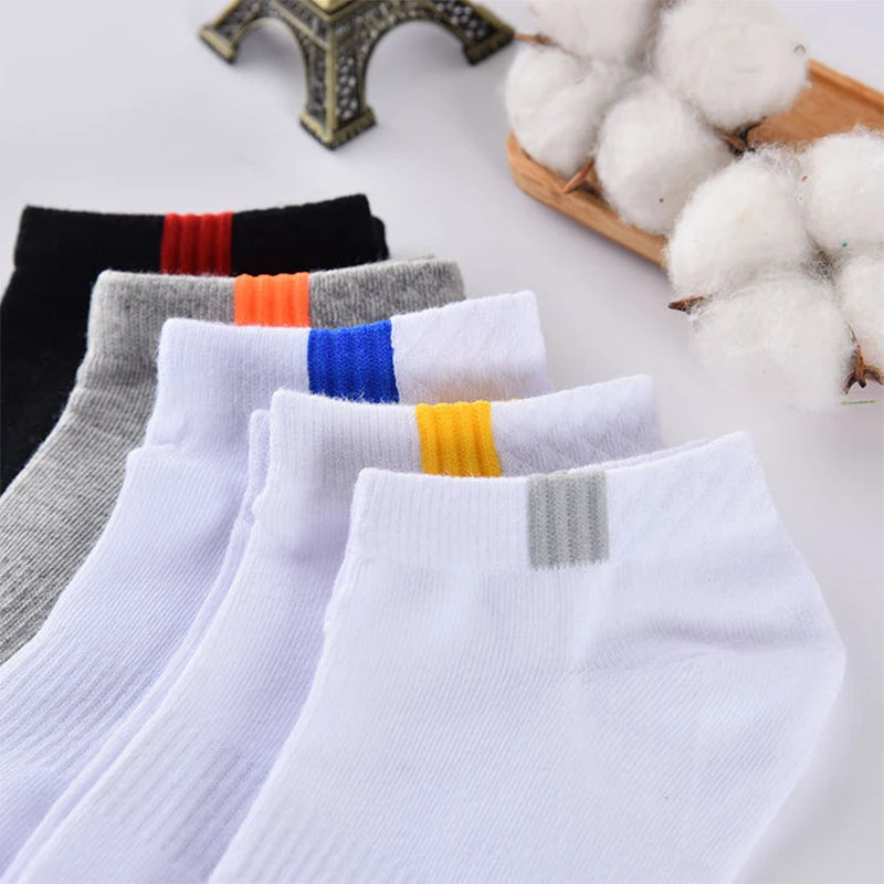 5 Pairs Men's Cotton Ankle Boat Socks – Colorful Low Cut Men's Ankle Socks Babs