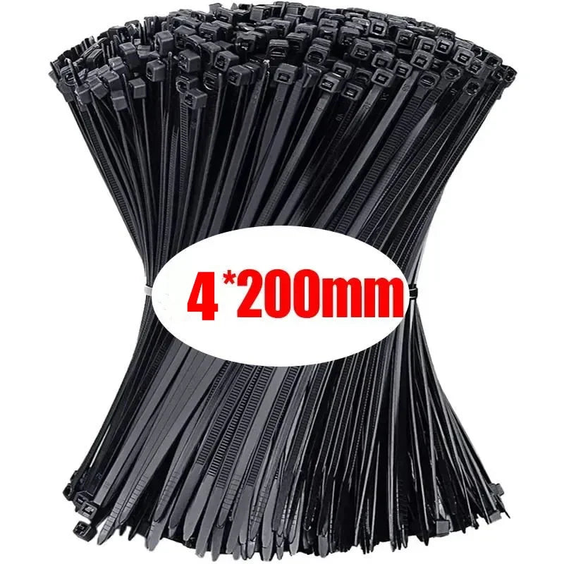 Black Nylon Self-Locking Cable Zip Ties Set – Fastening Straps Cable Zip Ties Babs Black(3x200mm) 1000pcs