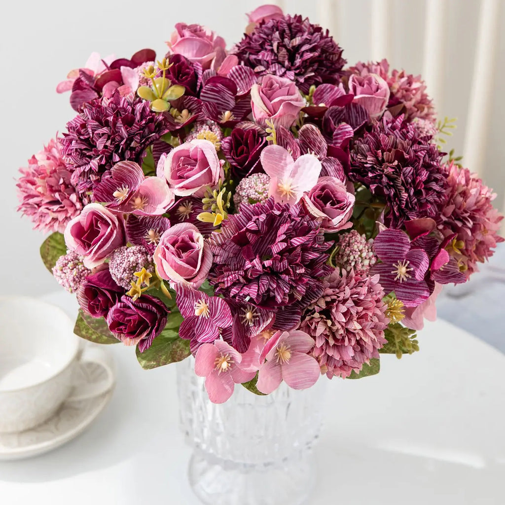Artificial Silk Rose & Chrysanthemum Ball – Wedding Home Décor Artificial Flower Bouquet Babs