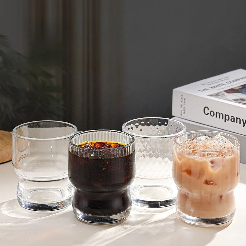 Hammered Glass Cup – Stylish Luxury Drinkware for Home Glass Tumbler Babs