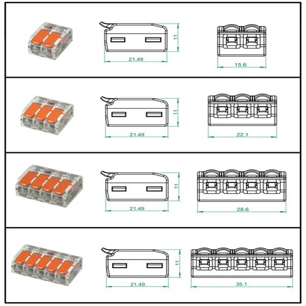 Push-In Lever Wire Connectors 2/3/4/5 Pin Quick Terminal Lever Wire Connector Babs