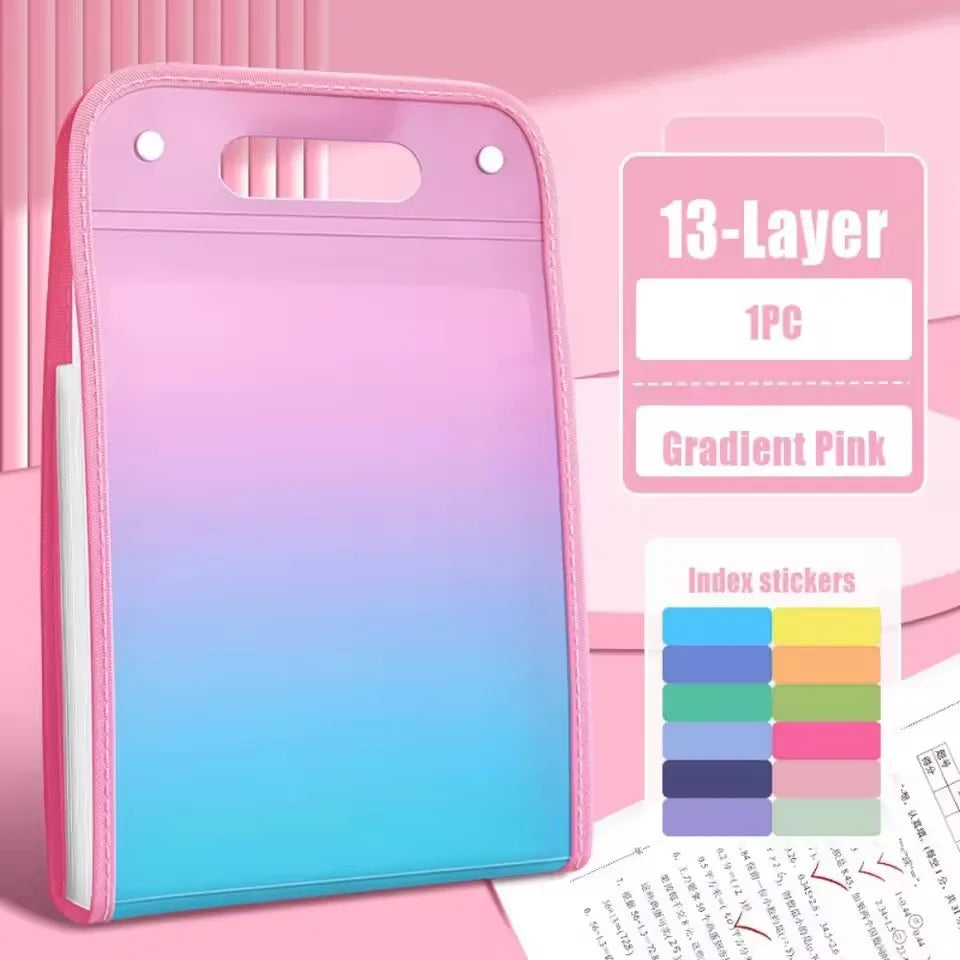 13-Pocket Expandable File Folder – Accordion Document Organiser Accordion File Organiser Babs Gradient Pink