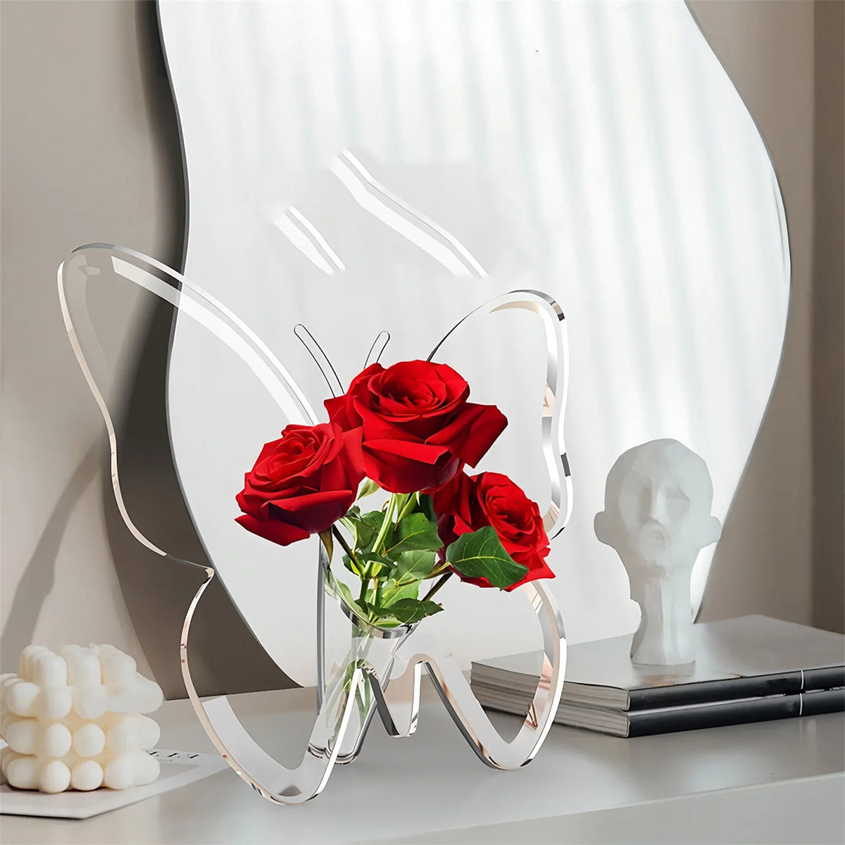 Butterfly Acrylic Flower Vase – 3D Transparent Home Décor Decorative Acrylic Vase Babs