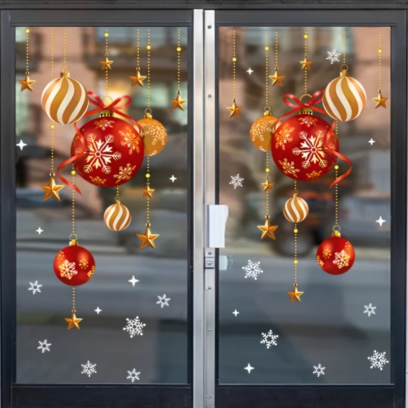 Christmas Window Stickers – Balls, Stars & Snowflakes | 2 Sheets Holiday Window Stickers Babs