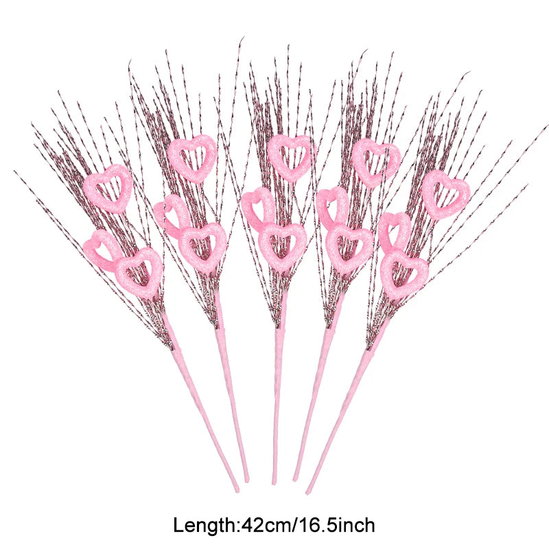 5pcs Artificial Heart Berry Picks – Wedding & Valentine's Décor Artificial Floral Picks Babs C 5Pcs