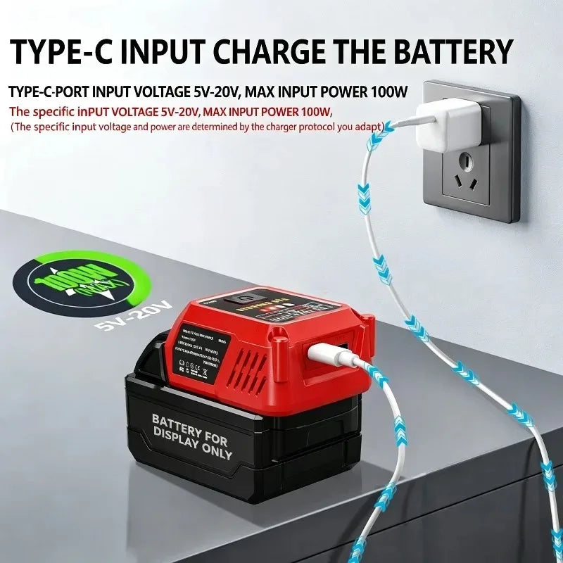100W Portable Power Inverter Fast Charging Station 18V/20V USB-C Battery Charger Station Babs