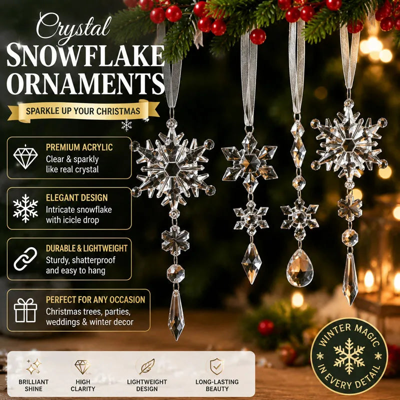 Crystal Snowflake Ice Stick Ornaments – Christmas Tree Decor Christmas Ornaments Babs
