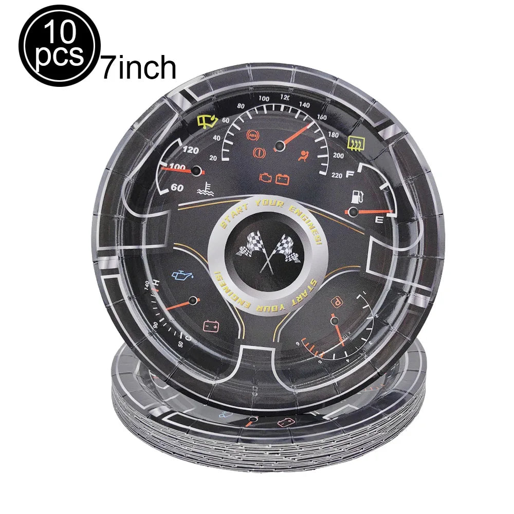 Race Car Tire Paper Napkins – Birthday & Baby Shower Party Supplies Party Paper Napkins Babs Silver